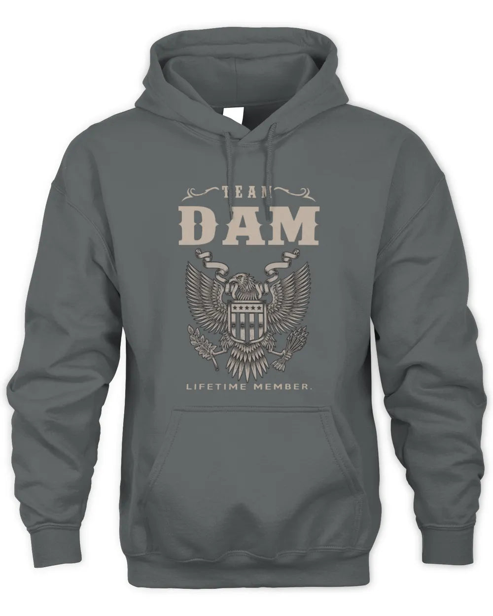 DAM TP06-K82 – Personalized Classic Style Apparel “Team NAME Lifetime Member” - Unisex Hoodie - Charcoal