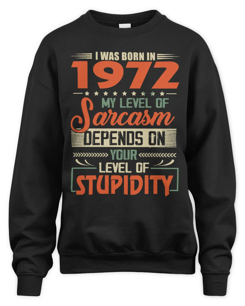 1972 HH89-K2 – Vintage Born to Be Sarcastic T-Shirt - Unisex Sweatshirt - Black