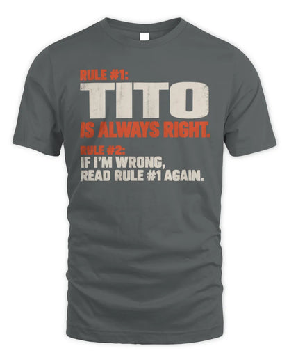 TITO NP1-H006 
Always Right Personalized Name T-Shirt – Funny Custom Name Shirt - Unisex Standard T-Shirt - Charcoal