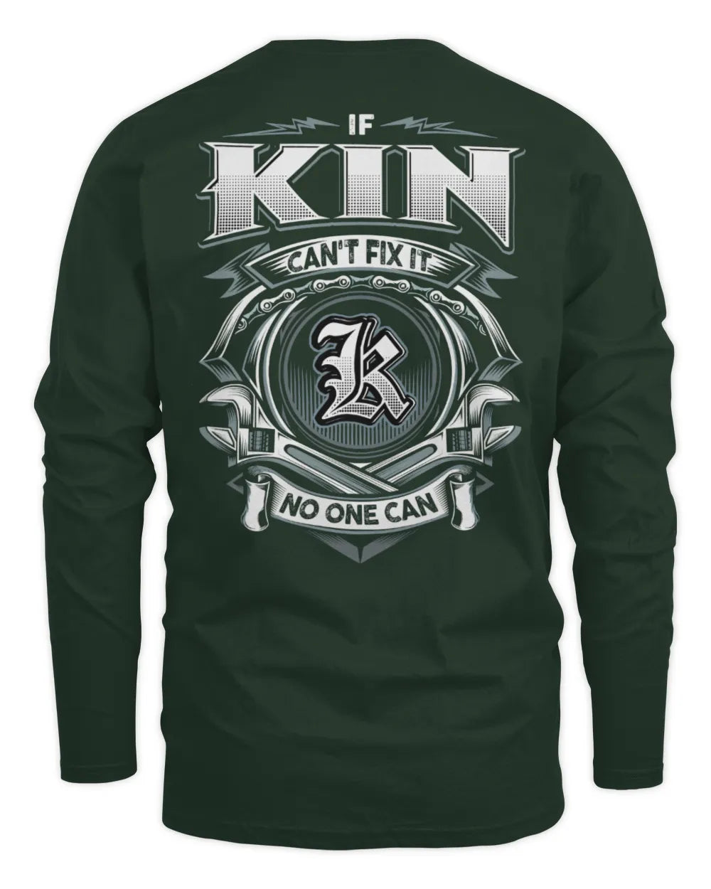KIN AP81-K4-626 - Personalized Ahmed Quote Apparel “If Ahmed Can't Fix It, No One Can” - Men's Long Sleeved T-Shirt - Forest Green