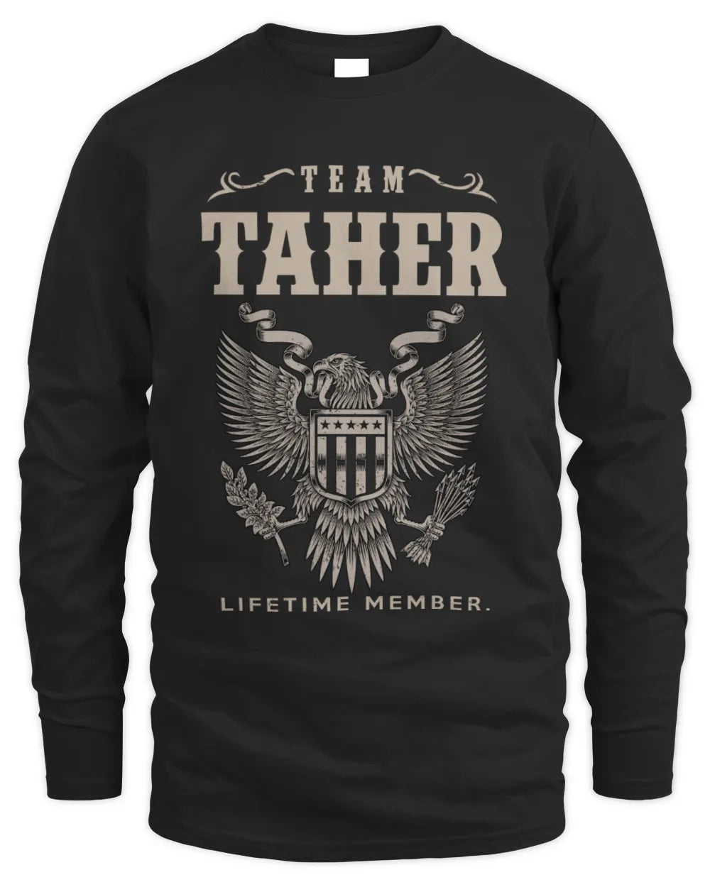 TAHER TP06-K82 – Personalized Classic Style Apparel “Team NAME Lifetime Member” - Men's Long Sleeved T-Shirt - Black