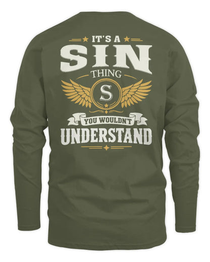 SIN KT06-M008 It’s a [NAME] Thing – You Wouldn’t Understand | Personalized Vintage T-Shirt - Men's Long Sleeved T-Shirt - Military Green