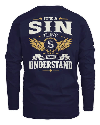SIN KT06-M008 It’s a [NAME] Thing – You Wouldn’t Understand | Personalized Vintage T-Shirt - Men's Long Sleeved T-Shirt - Navy