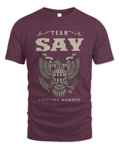 SAY TP06-K82 – Personalized Classic Style Apparel “Team NAME Lifetime Member” - Unisex Standard T-Shirt - Maroon