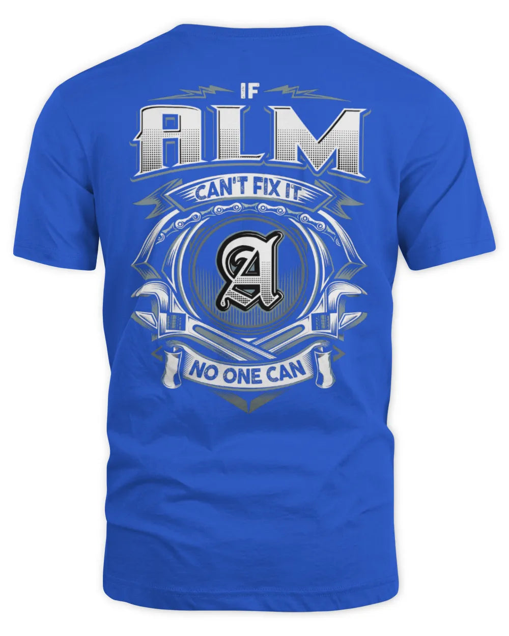 ALM AP81-K4-626 - Personalized Ahmed Quote Apparel “If Ahmed Can't Fix It, No One Can” - Unisex Standard T-Shirt - Royal