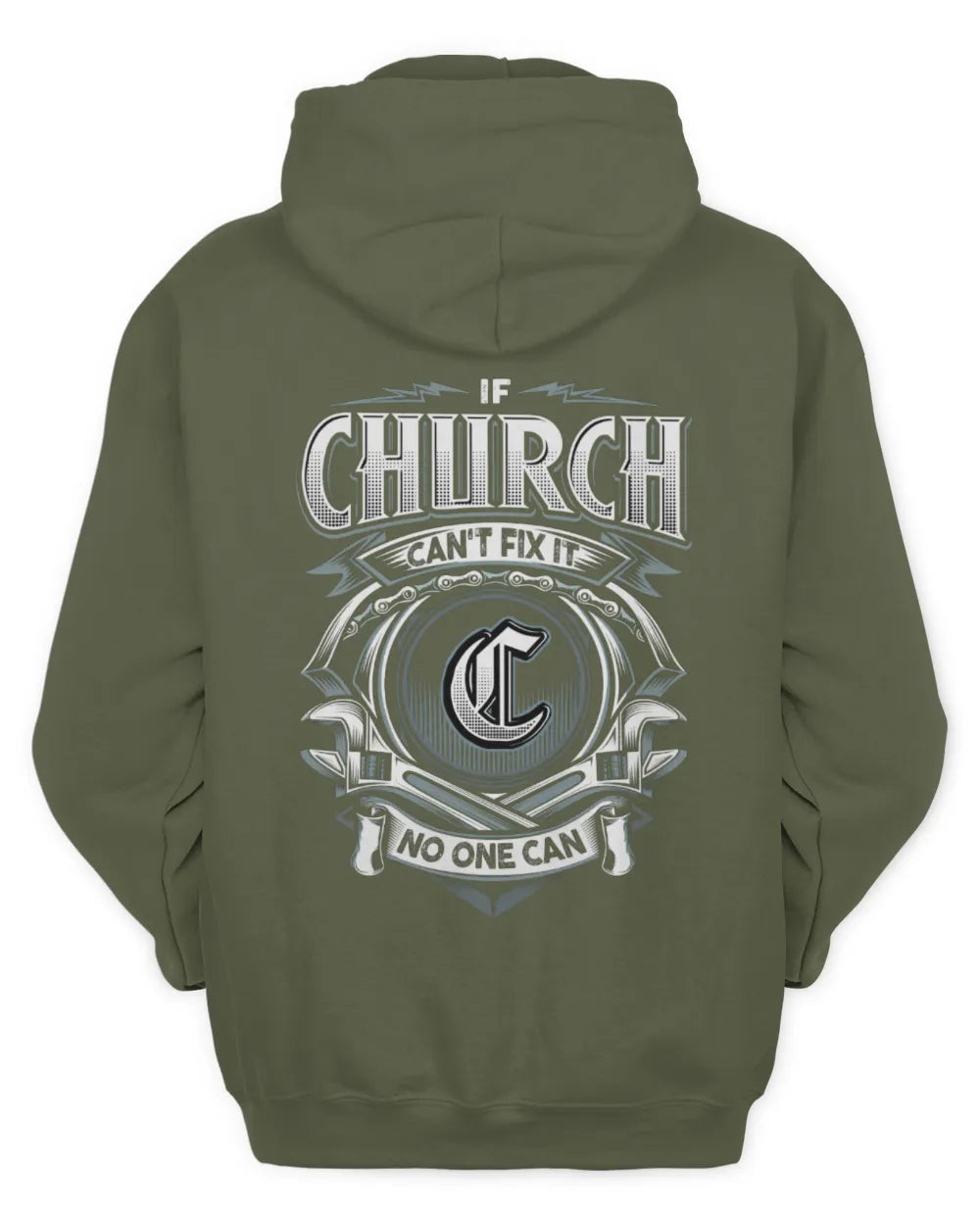 CHURCH AP81-K4-626 - Personalized Ahmed Quote Apparel “If Ahmed Can't Fix It, No One Can” - Unisex Hoodie - Military Green