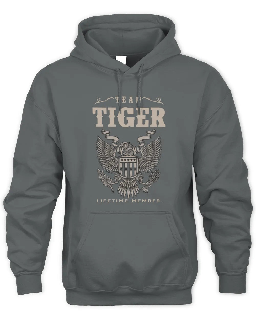 TIGER TP06-K82 – Personalized Classic Style Apparel “Team NAME Lifetime Member” - Unisex Hoodie - Charcoal