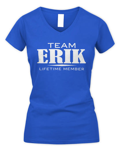ERIK BL62-K4-128 - Personalized “Team NAME Lifetime Member” - Women's V-Neck T-Shirt - Royal