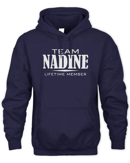 NADINE BL62-K4-128 - Personalized “Team NAME Lifetime Member” - Unisex Hoodie - Navy