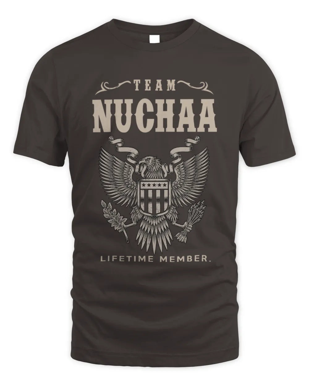 NUCHAA TP06-K82 – Personalized Classic Style Apparel “Team NAME Lifetime Member” - Unisex Standard T-Shirt - Dark Chocolate