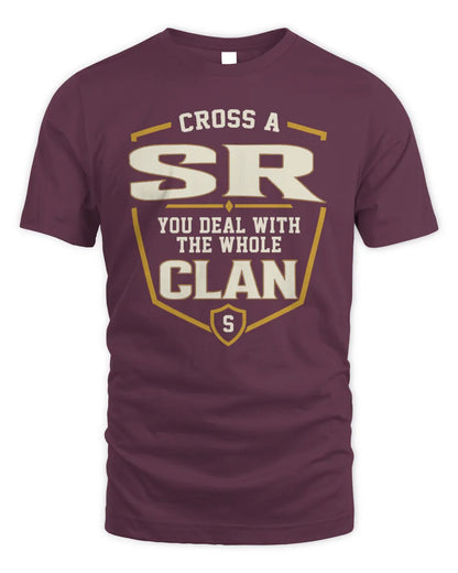 SR NT1-K008 Cross A/An NAME, You Deal With the Whole Clan | Personalized Vintage T-Shirt - Unisex Standard T-Shirt - Maroon