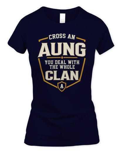AUNG NT1-K008 Cross A/An NAME, You Deal With the Whole Clan | Personalized Vintage T-Shirt - Women's Standard T-Shirt - Navy