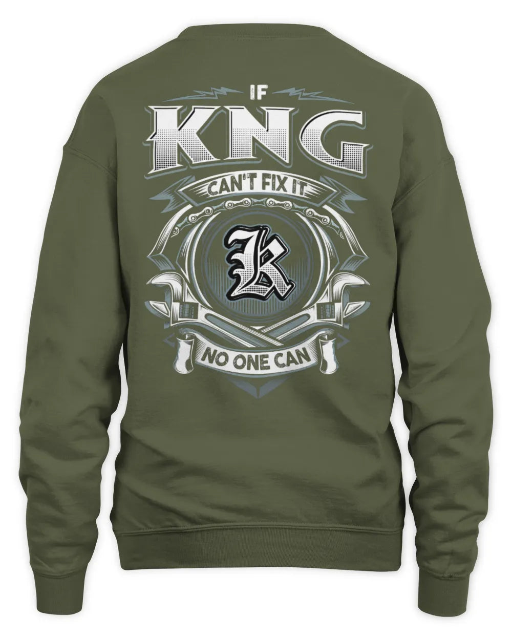 KNG AP81-K4-626 - Personalized Ahmed Quote Apparel “If Ahmed Can't Fix It, No One Can” - Unisex Sweatshirt - Military Green