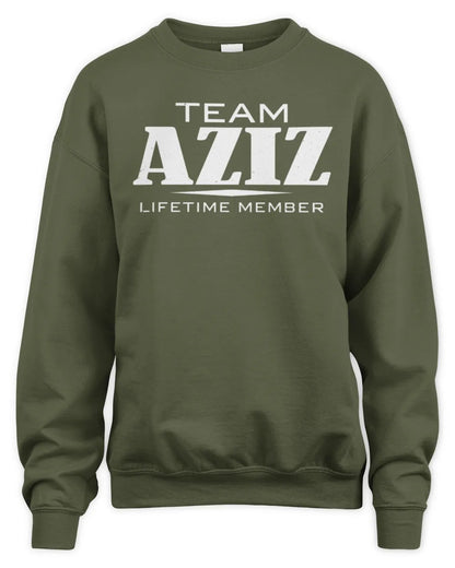 AZIZ BL62-K4-128 - Personalized “Team NAME Lifetime Member” - Unisex Sweatshirt - Military Green