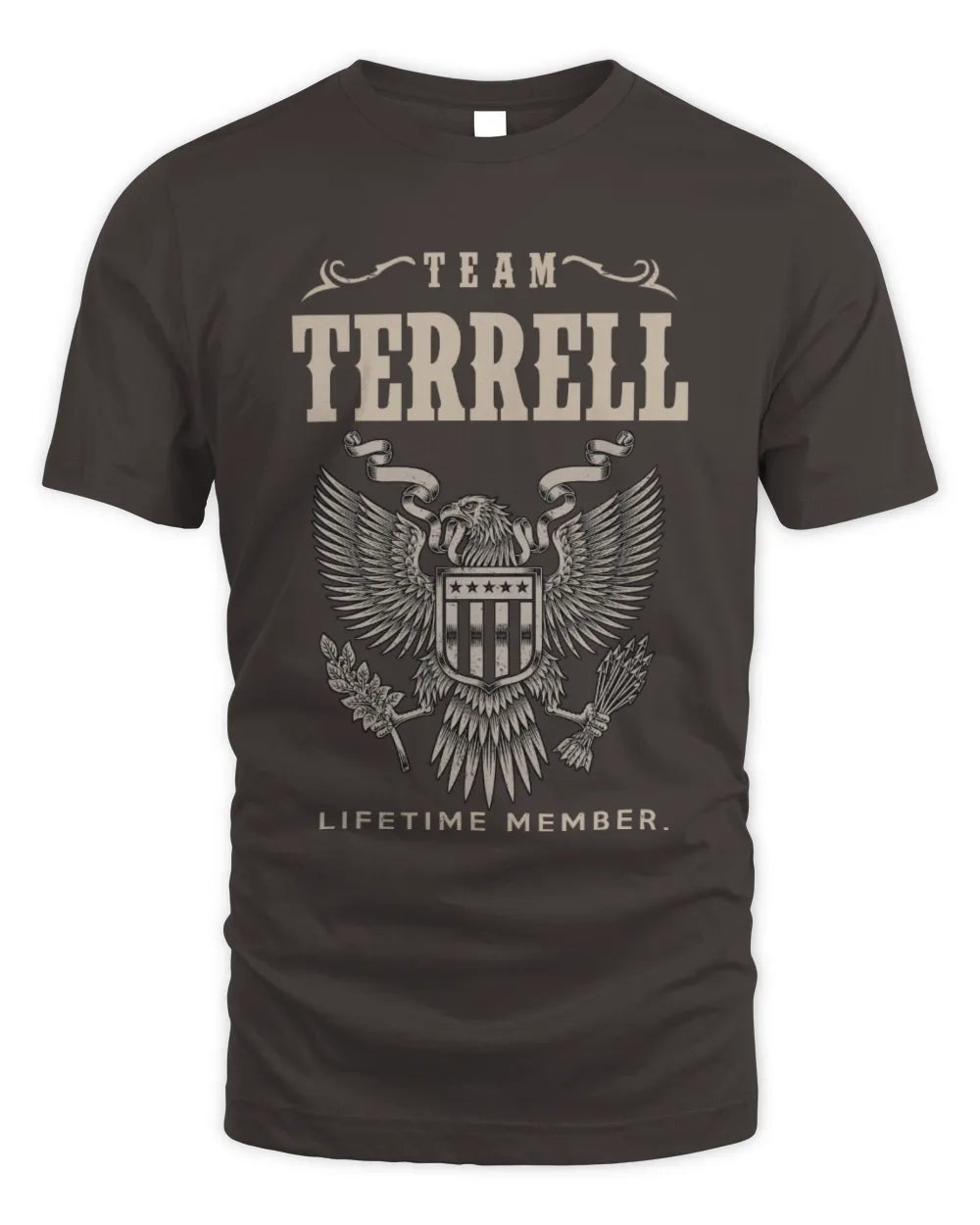 TERRELL TP06-K82 – Personalized Classic Style Apparel “Team NAME Lifetime Member” - Unisex Standard T-Shirt - Dark Chocolate