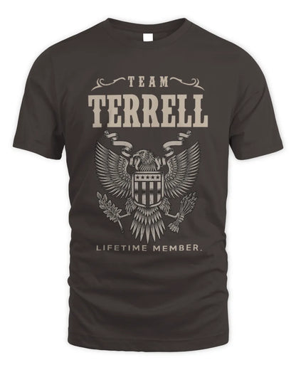 TERRELL TP06-K82 – Personalized Classic Style Apparel “Team NAME Lifetime Member” - Unisex Standard T-Shirt - Dark Chocolate