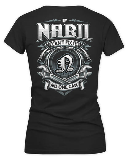 NABIL AP81-K4-626 - Personalized Ahmed Quote Apparel “If Ahmed Can't Fix It, No One Can” - Women's V-Neck T-Shirt - Black