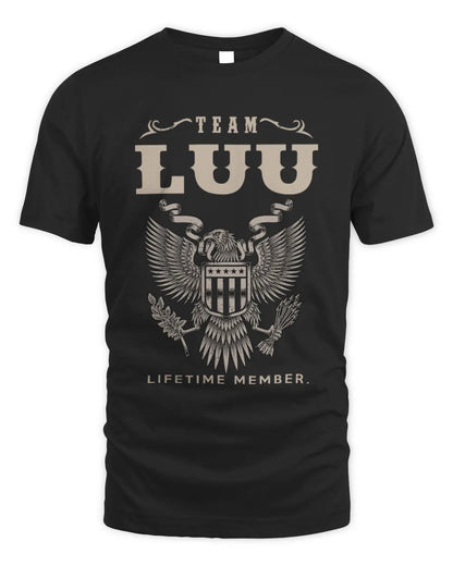 LUU TP06-K82 – Personalized Classic Style Apparel “Team NAME Lifetime Member” - Unisex Standard T-Shirt - Black
