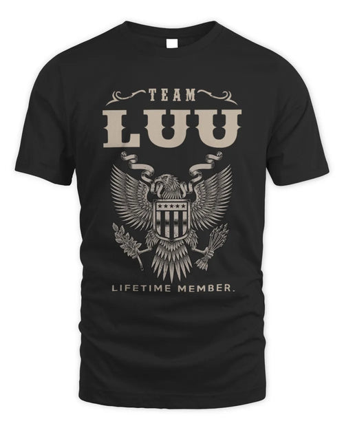 LUU TP06-K82 – Personalized Classic Style Apparel “Team NAME Lifetime Member” - Unisex Standard T-Shirt - Black