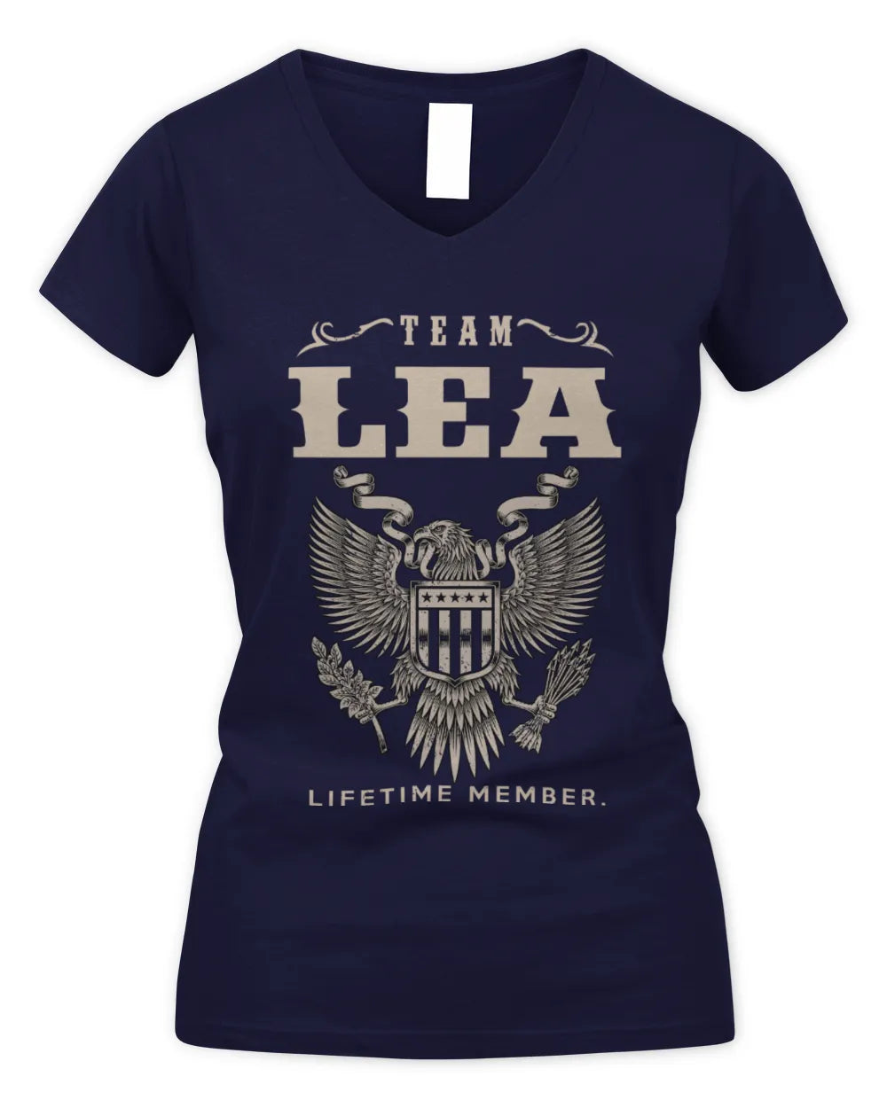 LEA TP06-K82 – Personalized Classic Style Apparel “Team NAME Lifetime Member” - Women's V-Neck T-Shirt - Navy