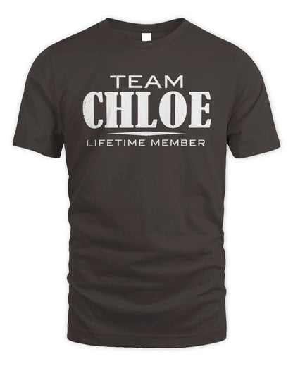 CHLOE BL62-K4-128 - Personalized “Team NAME Lifetime Member” - Unisex Standard T-Shirt - Dark Chocolate