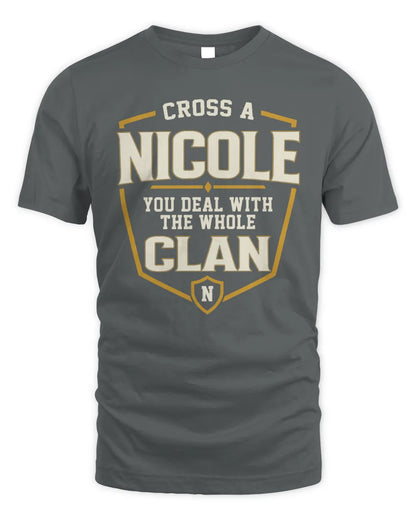 NICOLE NT1-K008 Cross A/An NAME, You Deal With the Whole Clan | Personalized Vintage T-Shirt - Unisex Standard T-Shirt - Charcoal
