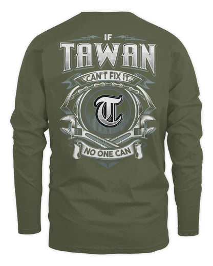 TAWAN AP81-K4-626 - Personalized Ahmed Quote Apparel “If Ahmed Can't Fix It, No One Can” - Men's Long Sleeved T-Shirt - Military Green