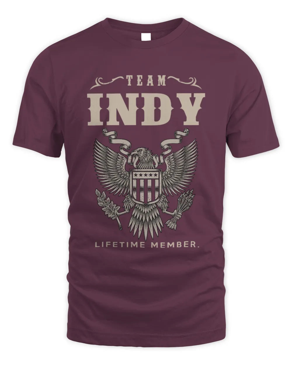 INDY TP06-K82 – Personalized Classic Style Apparel “Team NAME Lifetime Member” - Unisex Standard T-Shirt - Maroon