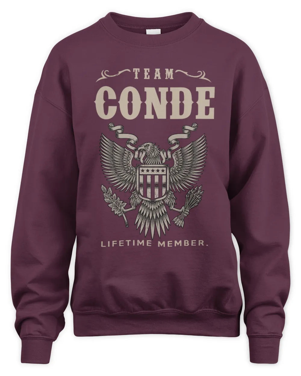 CONDE TP06-K82 – Personalized Classic Style Apparel “Team NAME Lifetime Member” - Unisex Sweatshirt - Maroon