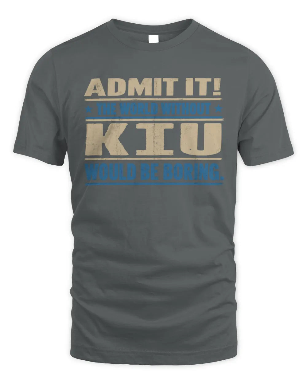 KIU TP68-K2-968 – Personalized Funny Quote Apparel “The World Without NAME Would Be Boring” - Unisex Standard T-Shirt - Charcoal