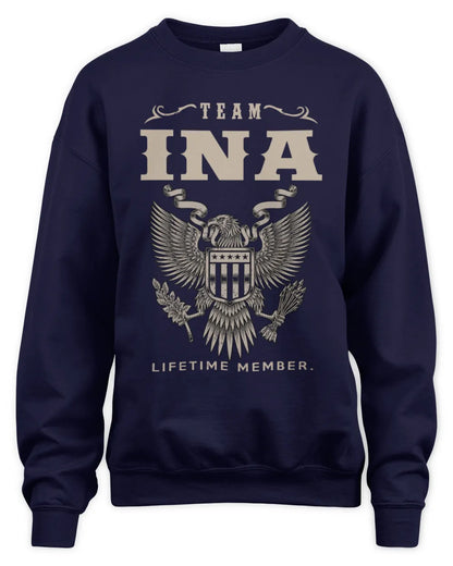 INA TP06-K82 – Personalized Classic Style Apparel “Team NAME Lifetime Member” - Unisex Sweatshirt - Navy