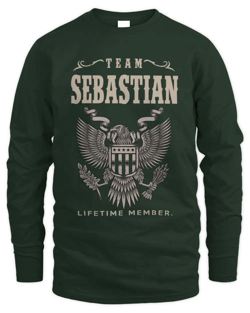 SEBASTIAN TP06-K82 – Personalized Classic Style Apparel “Team NAME Lifetime Member” - Men's Long Sleeved T-Shirt - Forest Green