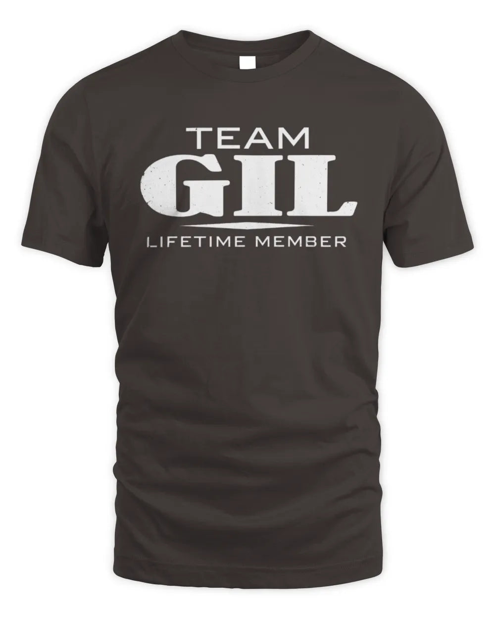 GIL BL62-K4-128 - Personalized “Team NAME Lifetime Member” - Unisex Standard T-Shirt - Dark Chocolate