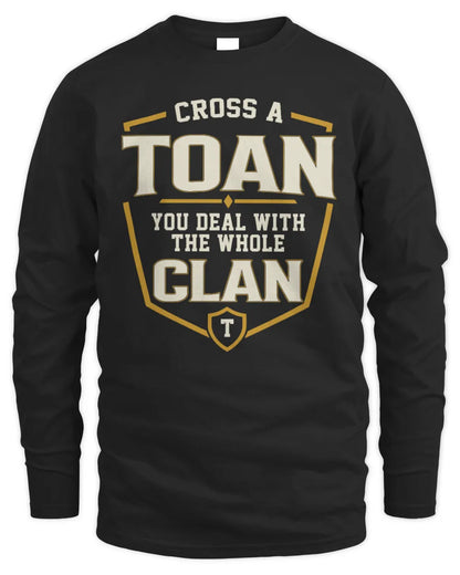 TOAN NT1-K008 Cross A/An NAME, You Deal With the Whole Clan | Personalized Vintage T-Shirt - Men's Long Sleeved T-Shirt - Black