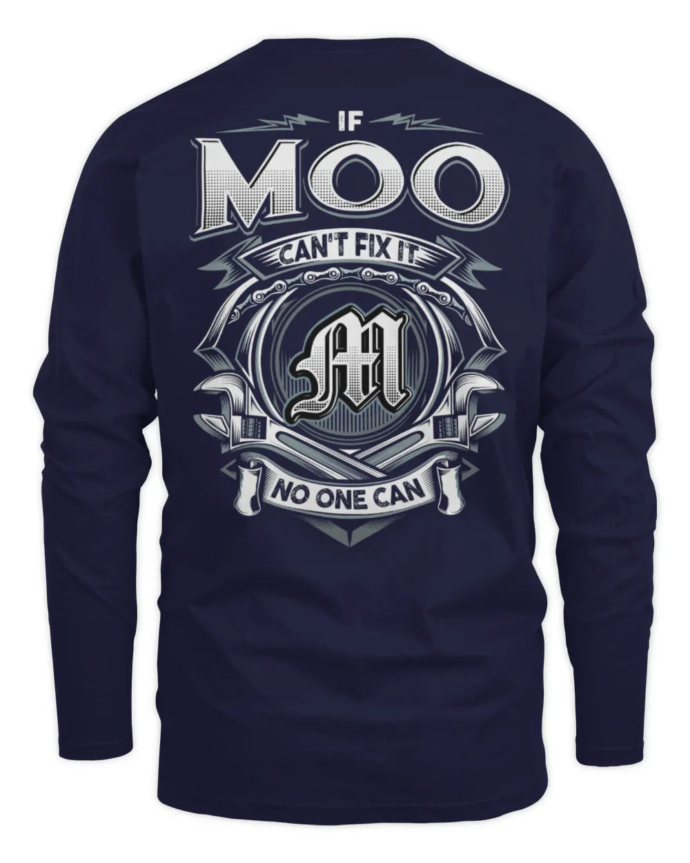 MOO AP81-K4-626 - Personalized Ahmed Quote Apparel “If Ahmed Can't Fix It, No One Can” - Men's Long Sleeved T-Shirt - Navy
