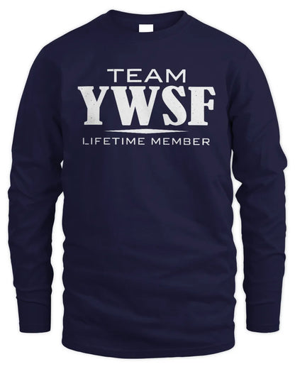 YWSF BL62-K4-128 - Personalized “Team NAME Lifetime Member” - Men's Long Sleeved T-Shirt - Navy