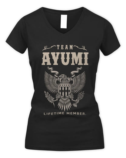 AYUMI TP06-K82 – Personalized Classic Style Apparel “Team NAME Lifetime Member” - Women's V-Neck T-Shirt - Black