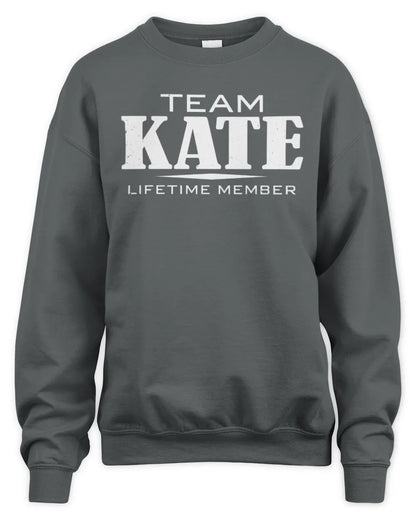 KATE BL62-K4-128 - Personalized “Team NAME Lifetime Member” - Unisex Sweatshirt - Charcoal