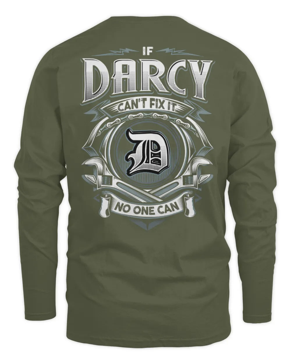 DARCY AP81-K4-626 - Personalized Ahmed Quote Apparel “If Ahmed Can't Fix It, No One Can” - Men's Long Sleeved T-Shirt - Military Green