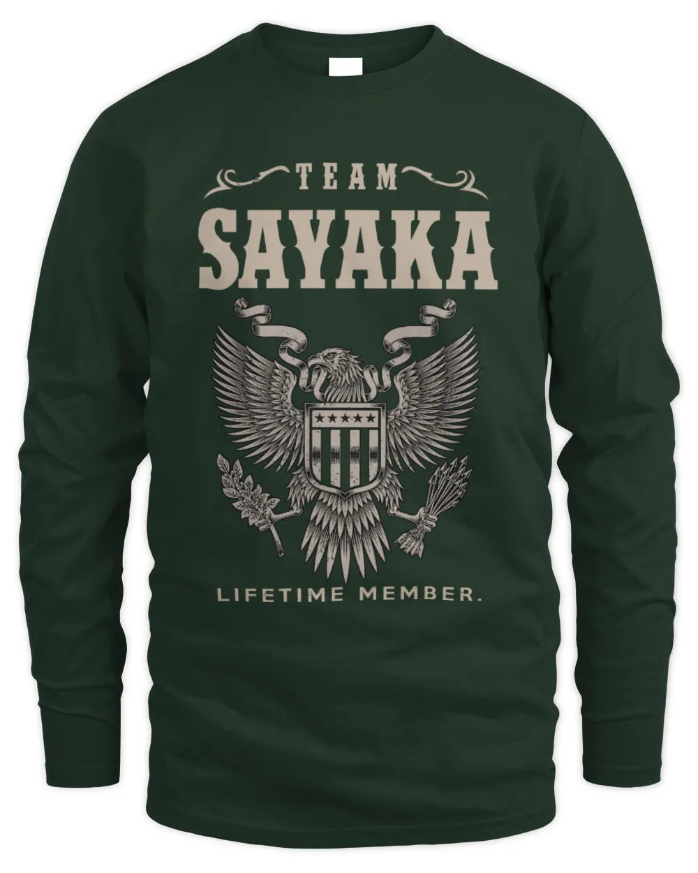SAYAKA TP06-K82 – Personalized Classic Style Apparel “Team NAME Lifetime Member” - Men's Long Sleeved T-Shirt - Forest Green