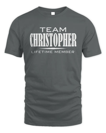 CHRISTOPHER BL62-K4-128 - Personalized “Team NAME Lifetime Member” - Unisex Standard T-Shirt - Charcoal
