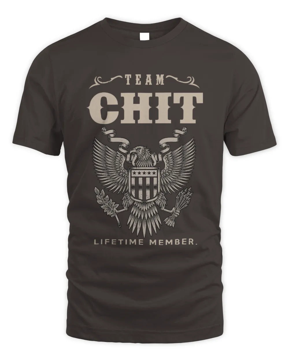 CHIT TP06-K82 – Personalized Classic Style Apparel “Team NAME Lifetime Member” - Unisex Standard T-Shirt - Dark Chocolate