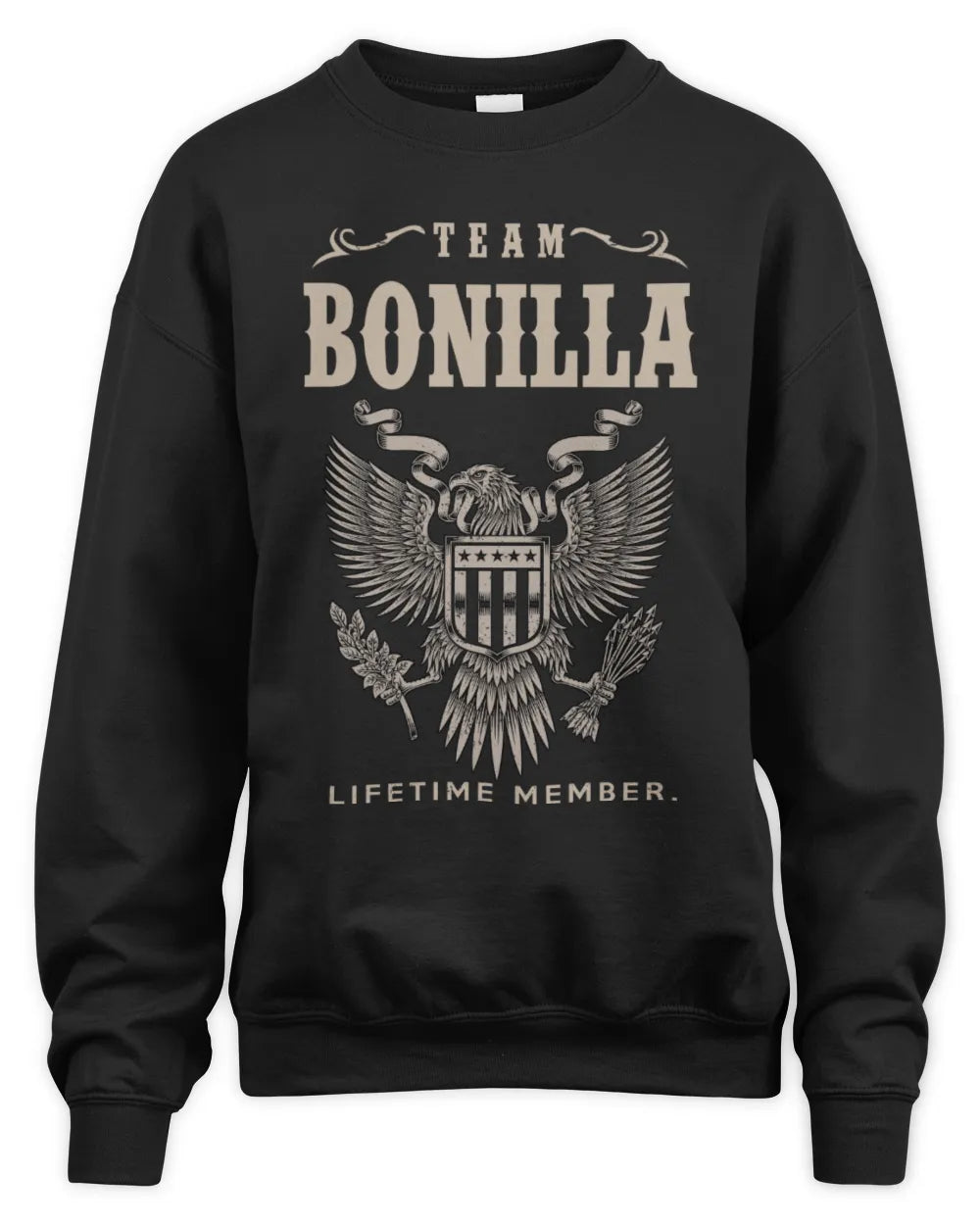 BONILLA TP06-K82 – Personalized Classic Style Apparel “Team NAME Lifetime Member” - Unisex Sweatshirt - Black