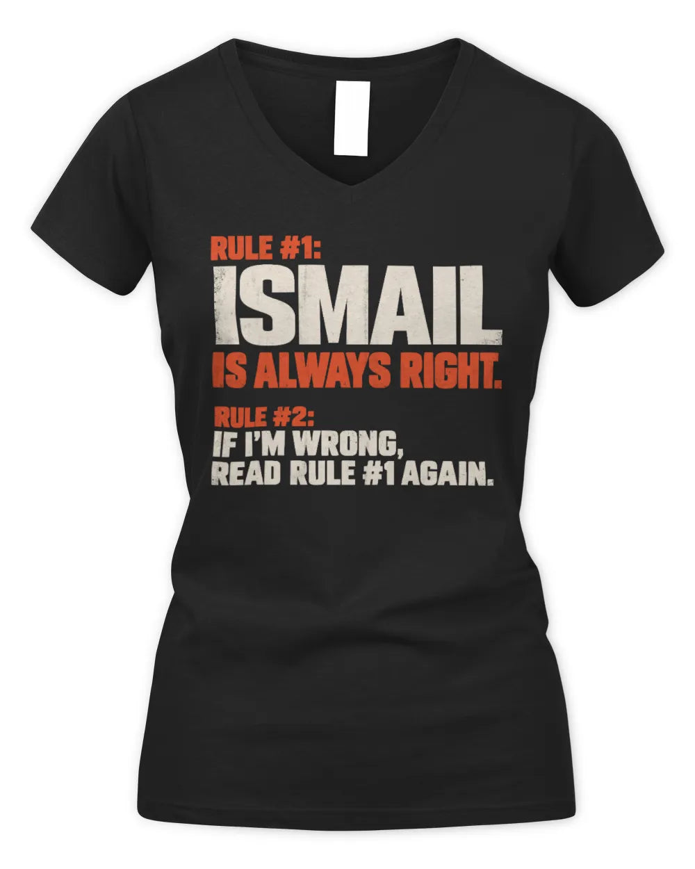ISMAIL NP1-H006 
Always Right Personalized Name T-Shirt – Funny Custom Name Shirt - Women's V-Neck T-Shirt - Black