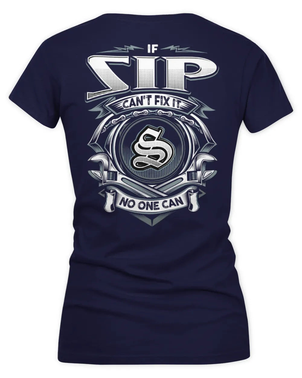 IBARRA AP81-K4-626 - Personalized Ahmed Quote Apparel “If Ahmed Can't Fix It, No One Can” - Women's V-Neck T-Shirt - Navy