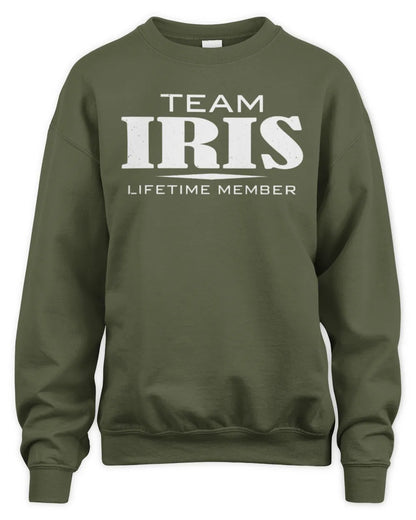 IRIS BL62-K4-128 - Personalized “Team NAME Lifetime Member” - Unisex Sweatshirt - Military Green