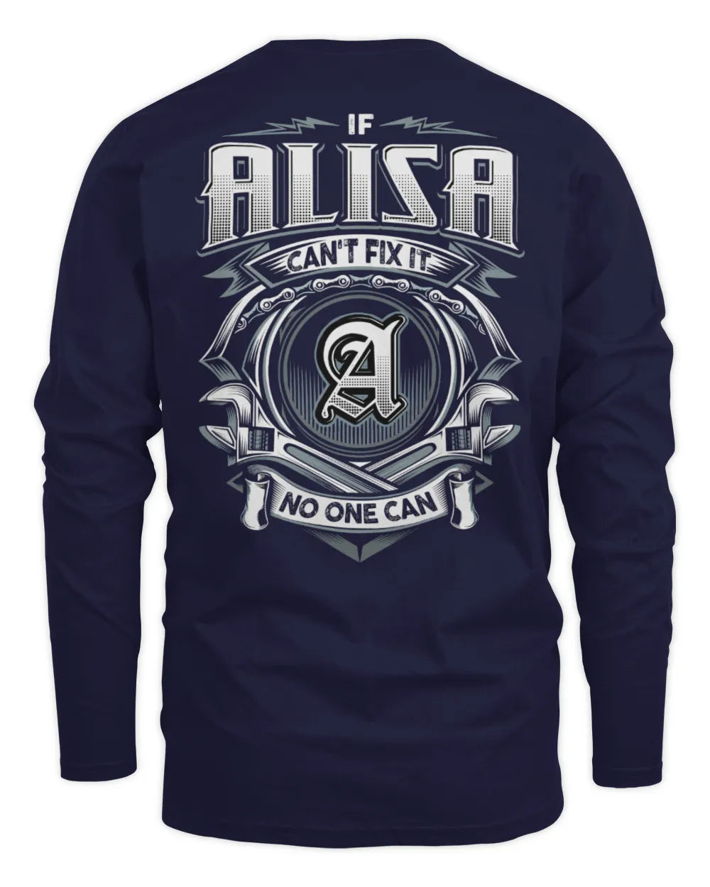 ALISA AP81-K4-626 - Personalized Ahmed Quote Apparel “If Ahmed Can't Fix It, No One Can” - Men's Long Sleeved T-Shirt - Navy