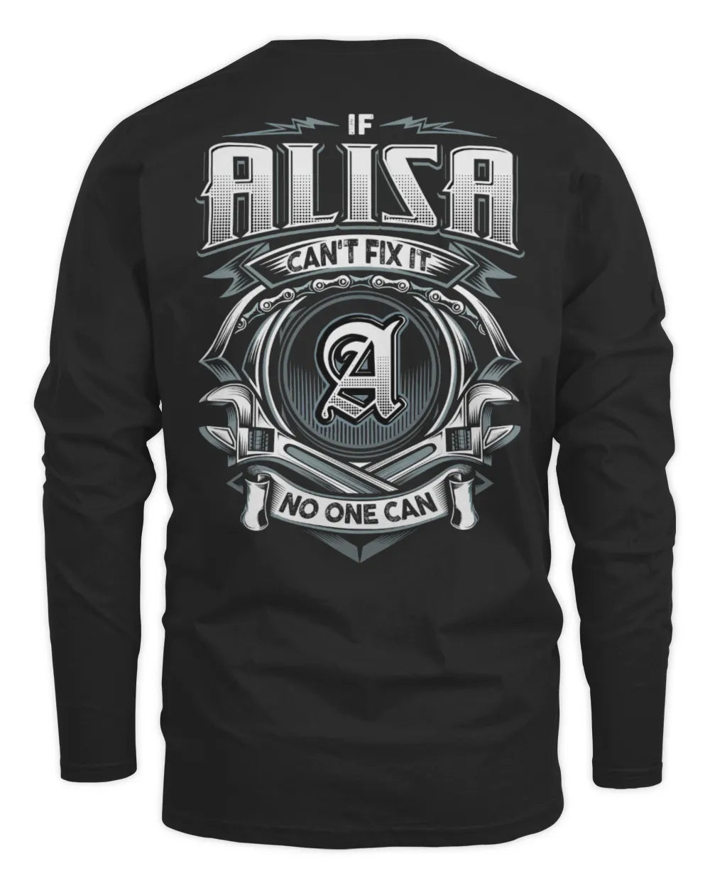 ALISA AP81-K4-626 - Personalized Ahmed Quote Apparel “If Ahmed Can't Fix It, No One Can” - Men's Long Sleeved T-Shirt - Black