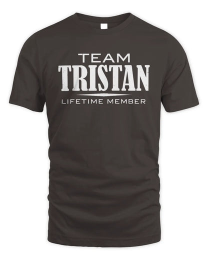 TRISTAN BL62-K4-128 - Personalized “Team NAME Lifetime Member” - Unisex Standard T-Shirt - Dark Chocolate
