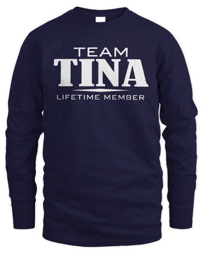 TINA BL62-K4-128 - Personalized “Team NAME Lifetime Member” - Men's Long Sleeved T-Shirt - Navy